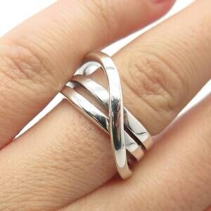 925 Sterling Silver Vintage Striped Ring Size 7